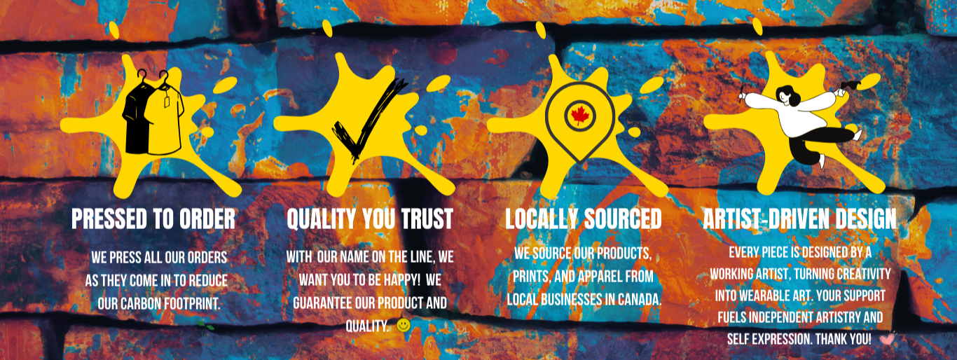 Colorful graphic with cartoon characters and text on a textured background