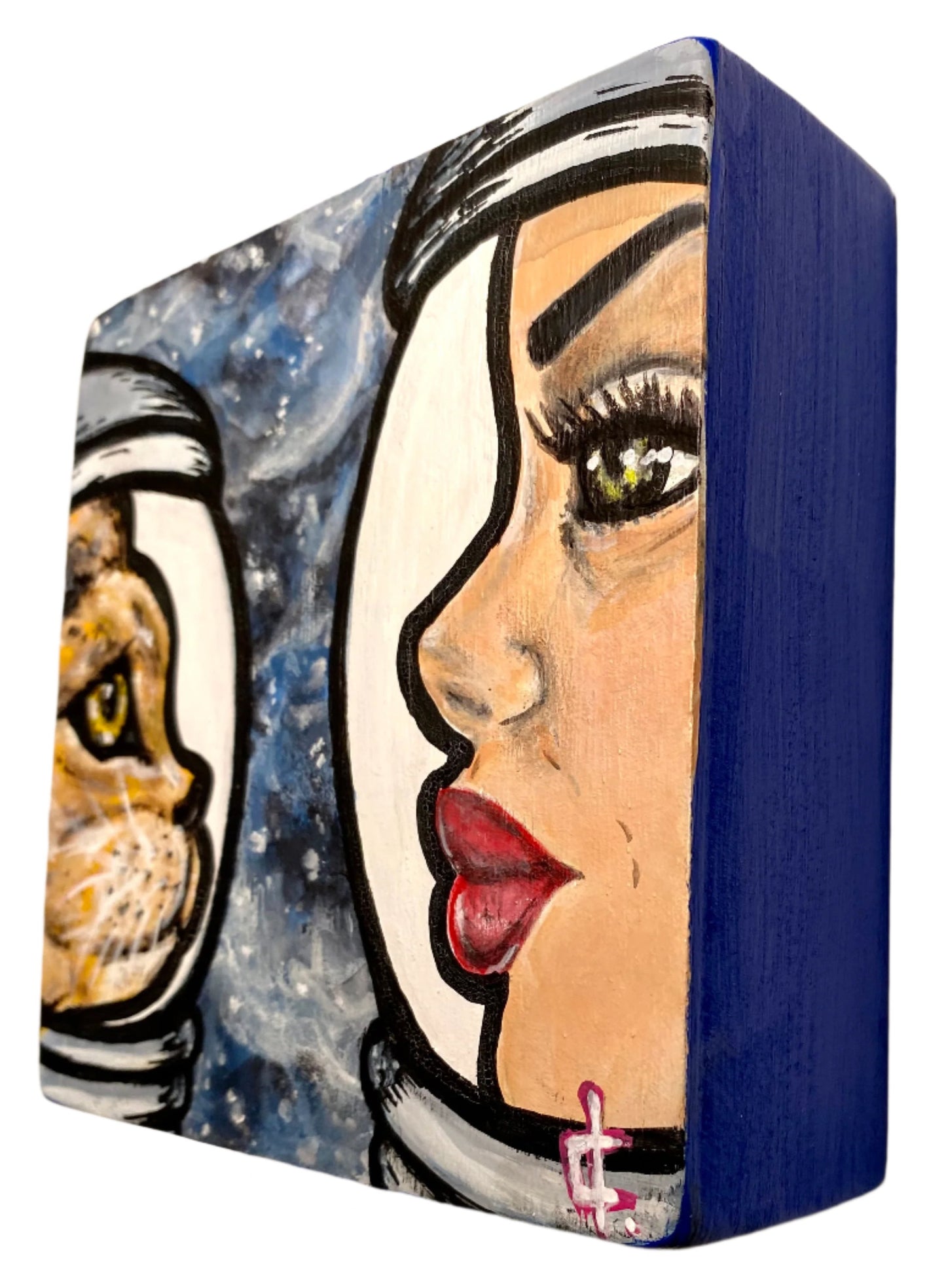 "Space Cadets" - 5" Original Birch Wood Painting